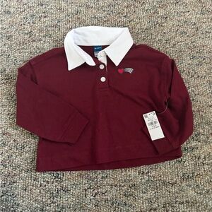 Old Navy Burgundy Long Sleeve Polo with White Collar